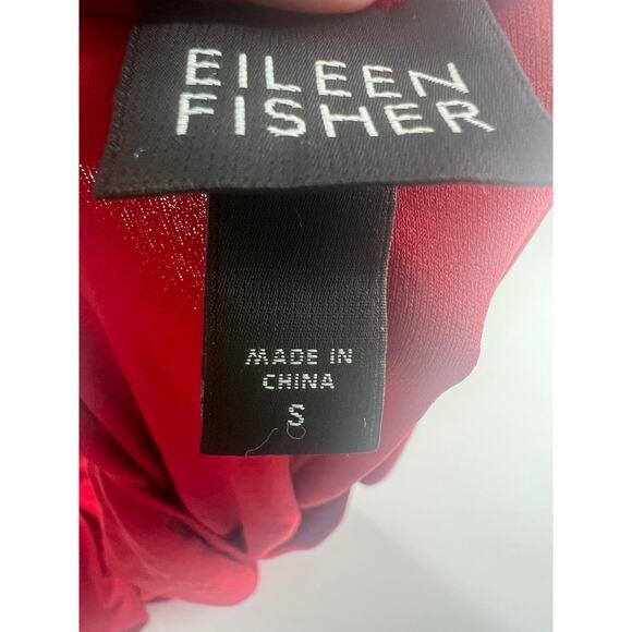 Eileen Fisher 100% Silk Dress Womens Small Red Sleeveless Pullover Short Stretch - Picture 8 of 11
